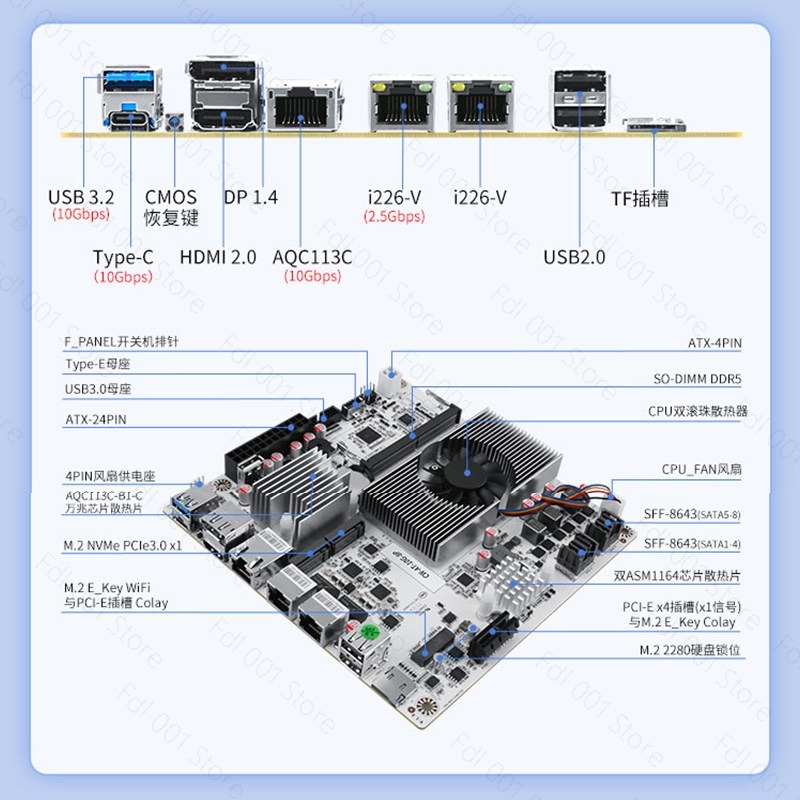 N150 8ベイ 10GbE NAS マザーボード ミニIT - Mini Itx Dual 2.5G Nas Motherboard のレビューと価格