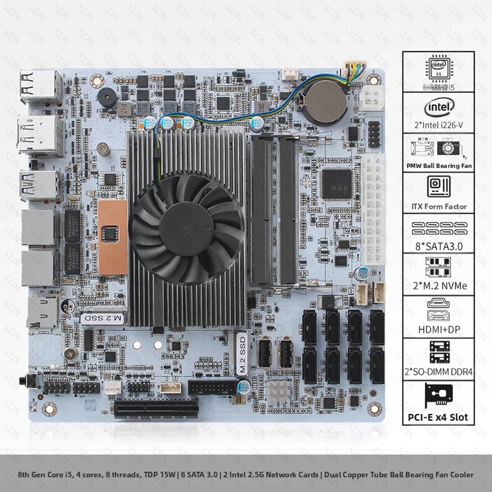 I5-8265U ES 8 SATA NASマザーボード 2 - Mini Itx Dual 2.5G Nas Motherboard のレビューと価格