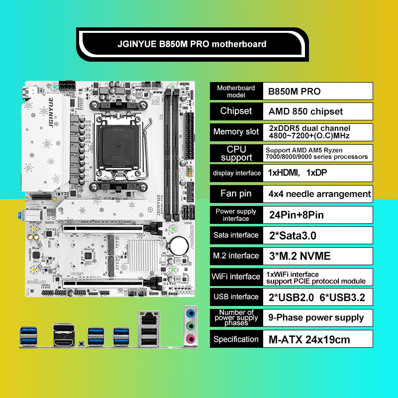 JGINYUE B850M PRO マザーボード AMD A - Am5 Micro Atx Pcie 5.0 Motherboard のレビューと価格