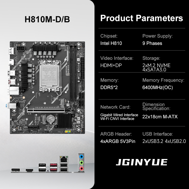 JGINYUE H810M-D/B M-ATX ゲーミングP - Lga1851 Gaming Motherboard のレビューと価格